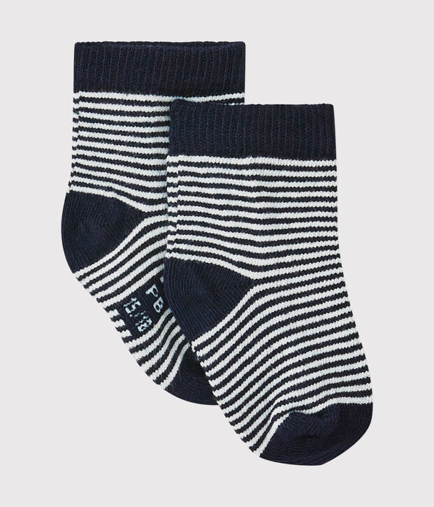 Baby-str&uuml;mpfe in ringelstreifenmuster unisex blau/weiss