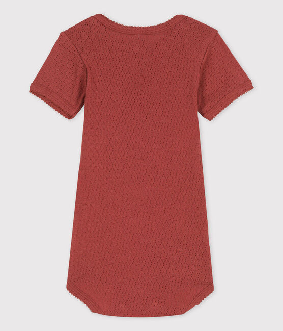 Kurzärmeliger Baby-Body aus Ajour-Strick braun OMBRIE