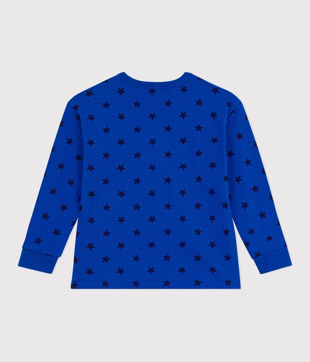 Lang&auml;rmeliges Kinder-T-Shirt aus bedruckter Baumwolle blau/blau