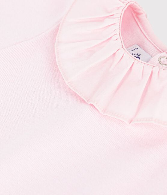 Baby-Body mit Kragen aus einfarbiger Baumwolle rosa BARELY