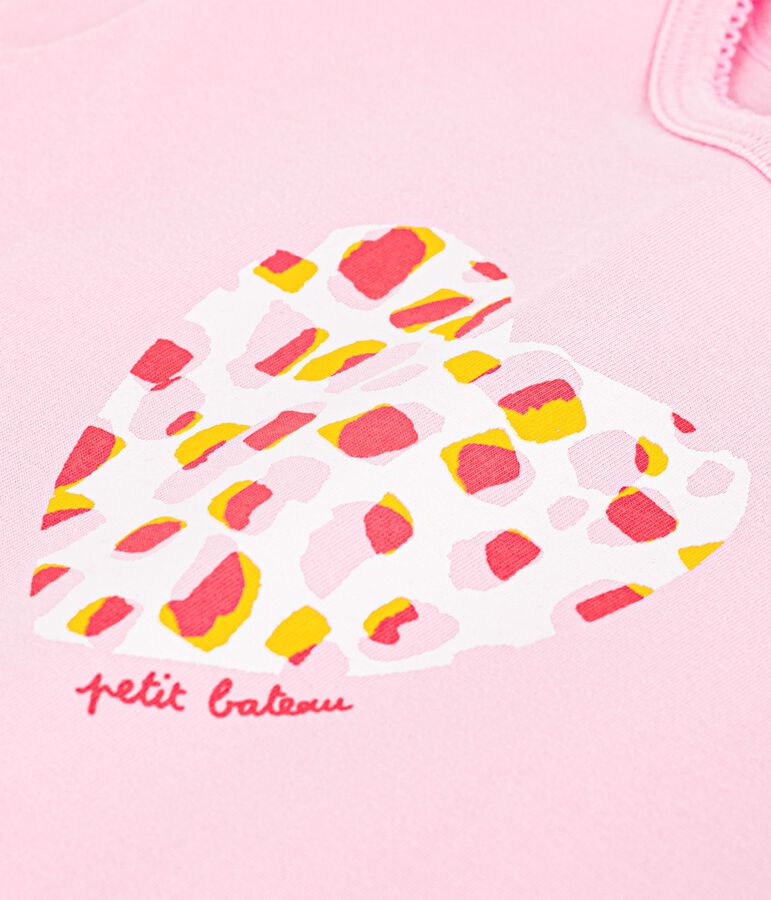 Kurz&auml;rmeliges Baby-T-Shirt aus Baumwolle mit Blumenmotiv rosa