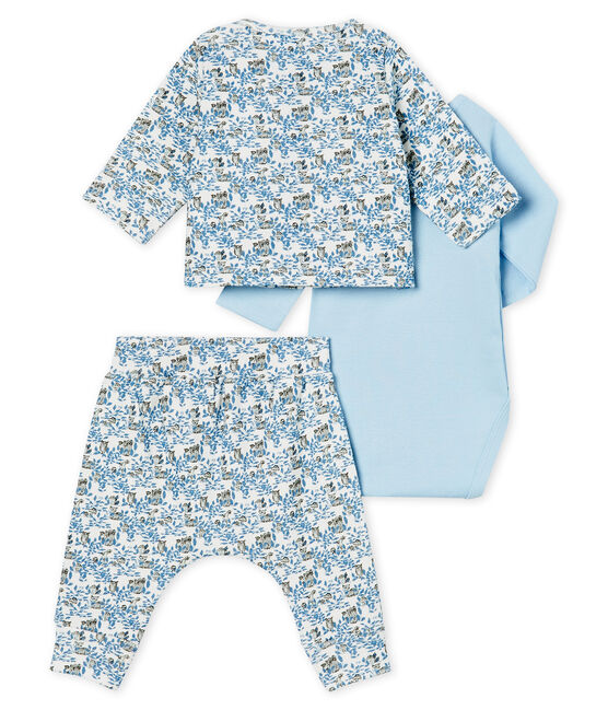3-teiliges Baby-Set aus Rippstrick für Jungen weiss MARSHMALLOW/weiss MULTICO