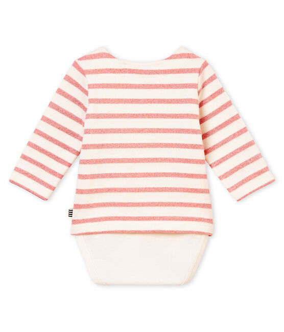 Glitzerndes Baby-Bodykleid für Mädchen weiss MARSHMALLOW/rosa JOLI BRILLANT