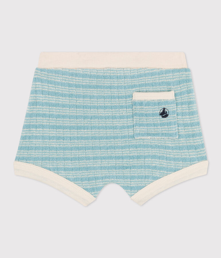 Baby-Shorts aus gestreiftem Frottee gr&uuml;n/naturfarben