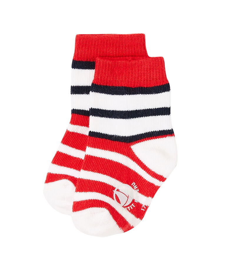 Gestreifte Baby-Jungen-Socken rot/vielfarbig
