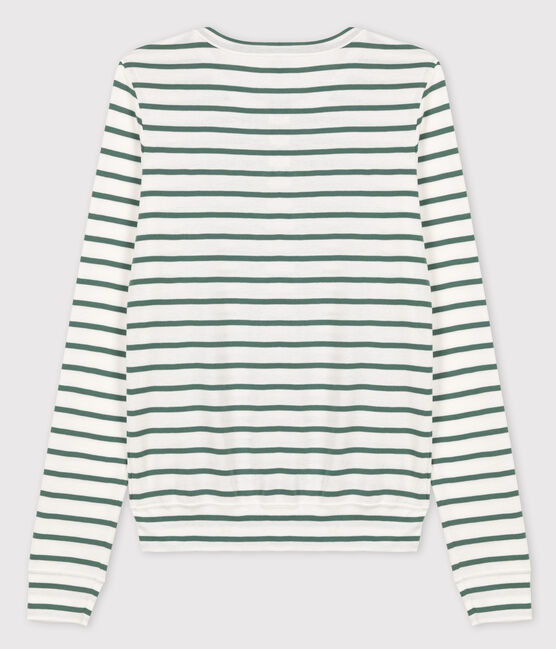 Cardigan aus Baumwolle mit Streifen für Damen weiss MARSHMALLOW/grün VALLEE