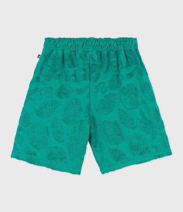 Kinder-Bermudashorts aus einfarbiger Baumwolle gr&uuml;n