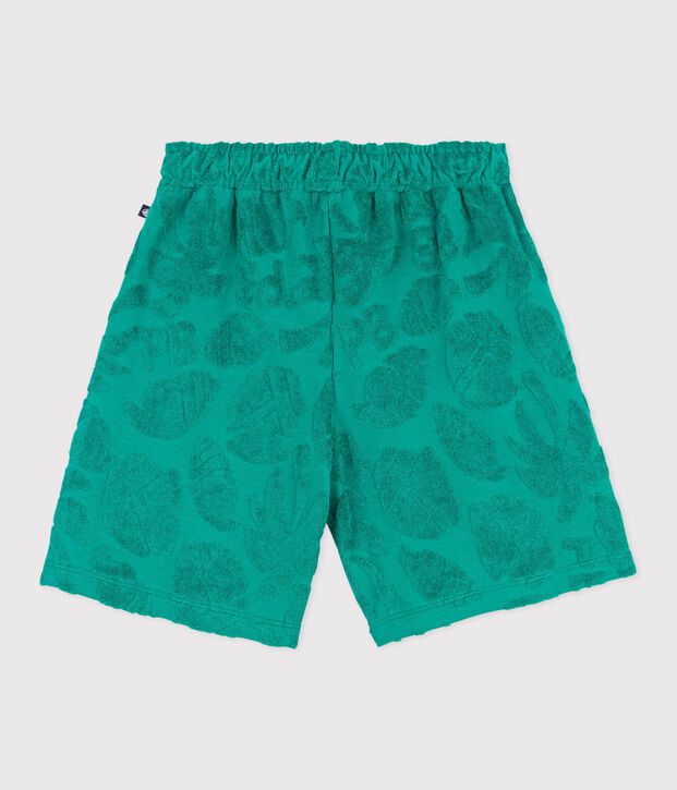 Kinder-Bermudashorts aus einfarbiger Baumwolle gr&uuml;n