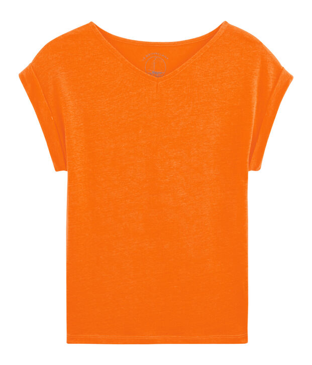 T-Shirt aus Leinen, Damen orange