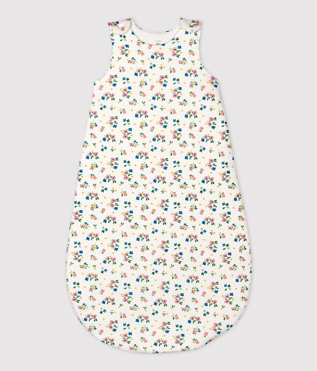 Baby-Schlafsack aus Bio-Baumwolle mit Blumenmuster weiss/vielfarbig