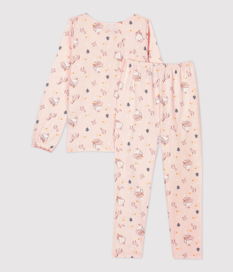 Kinderpyjama aus Baumwolle mit Prinzessinnenmotiv f&uuml;r M&auml;dchen rosa/vielfarbig