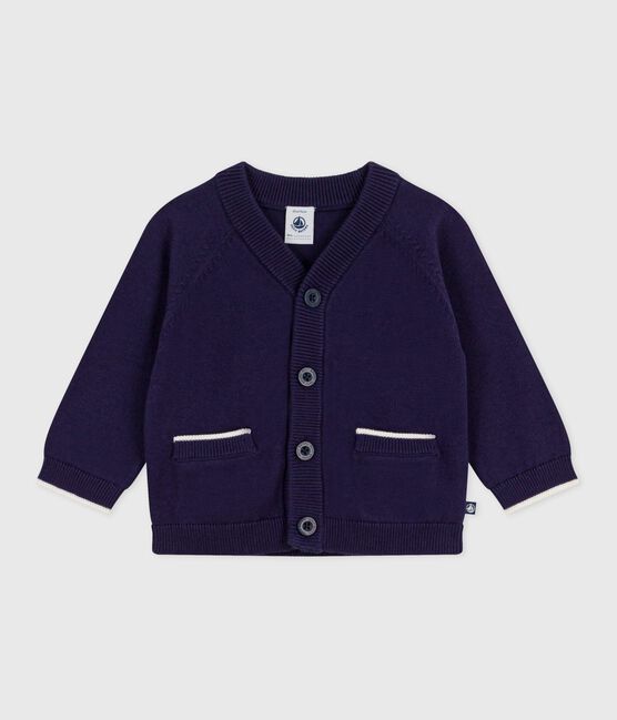 Baby-Cardigan aus einfarbiger Baumwolle blau SOIR