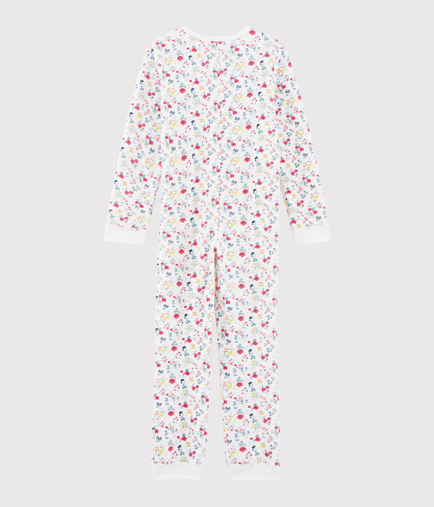 Overall mit Blumenmuster aus Frottee f&uuml;r M&auml;dchen weiss/vielfarbig