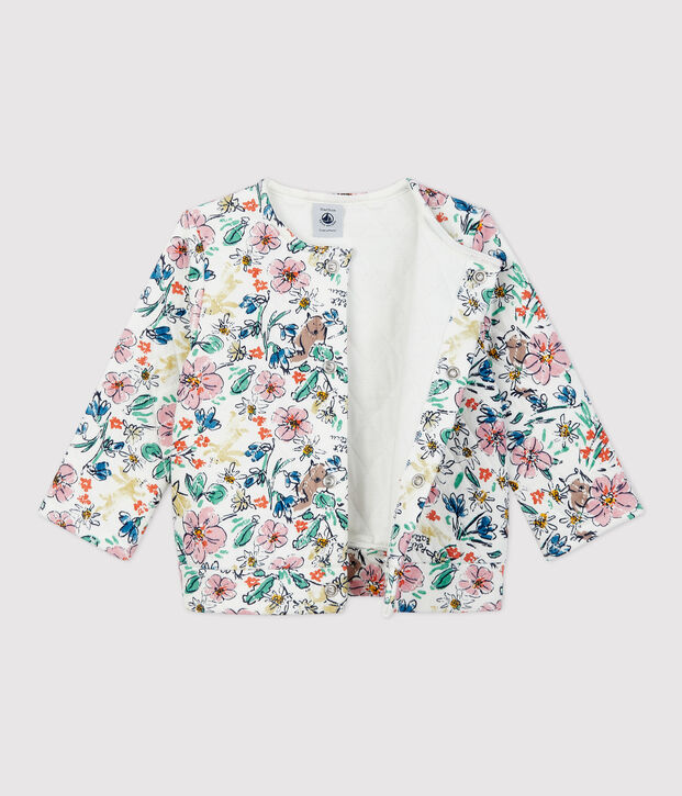 Gesteppter Baby-Cardigan. weiss/vielfarbig