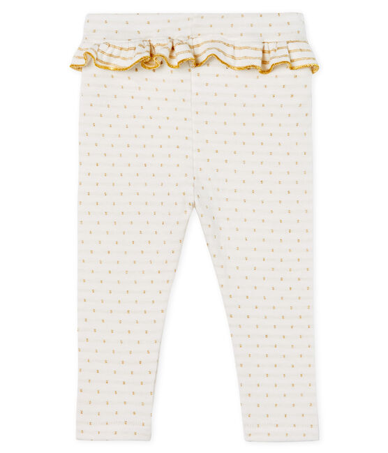 Baby-Legging mit Volants Mädchen weiss MARSHMALLOW/gelb OR