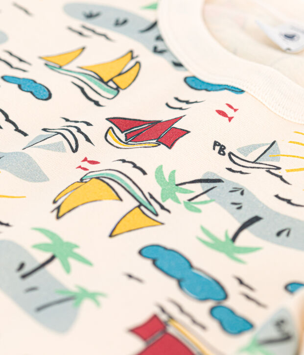 Kurz&auml;rmeliges bedrucktes Kinder-T-Shirt f&uuml;r Jungen naturfarben/vielfarbig