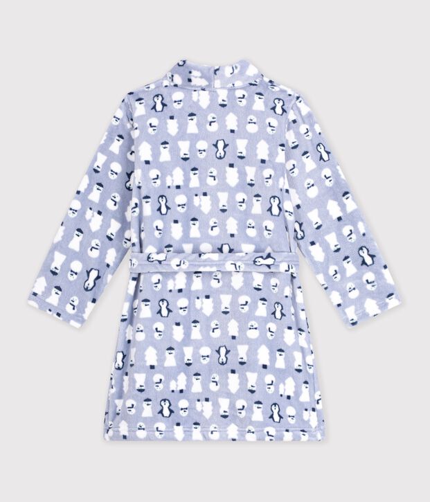 Kinder-Bademantel aus gemustertem Fleece blau/vielfarbig