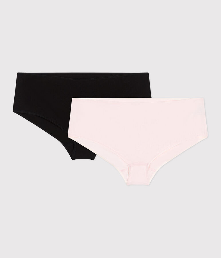 2er-Set Damen-Shortys aus einfarbiger Baumwolle mit Elastan vielfarbig