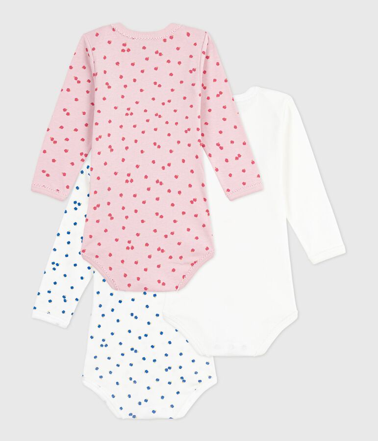 Set lang&auml;rmeliger Baby-Bodys aus Baumwolle mit Apfelmotiv vielfarbig