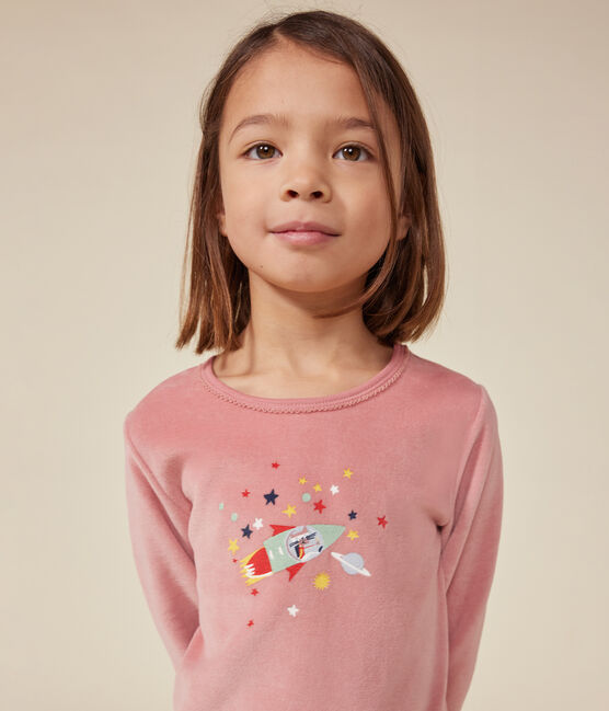 Kinder-Pyjama aus einfarbigem Nicki rosa ROSEWOOD
