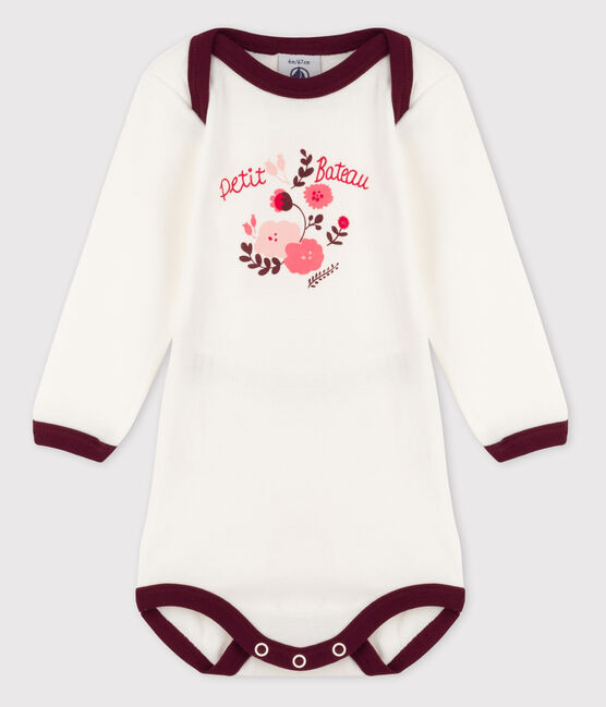 Langärmliger Baby-Body für Mädchen rot OGRE/weiss MARSHMALLOW