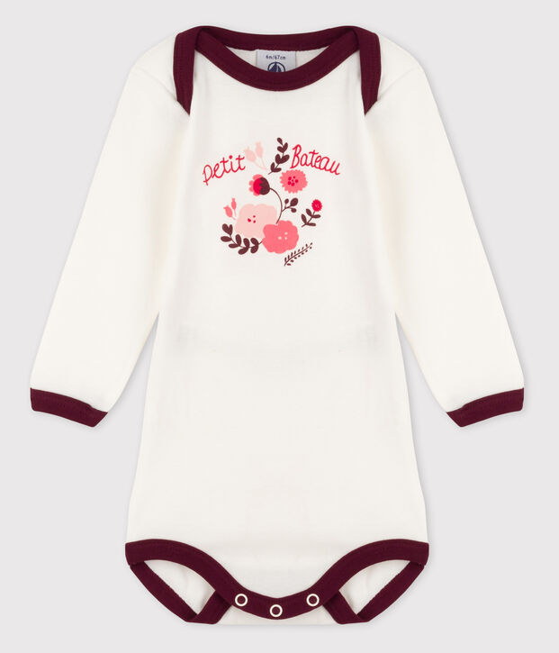 Lang&auml;rmliger Baby-Body f&uuml;r M&auml;dchen rot/weiss