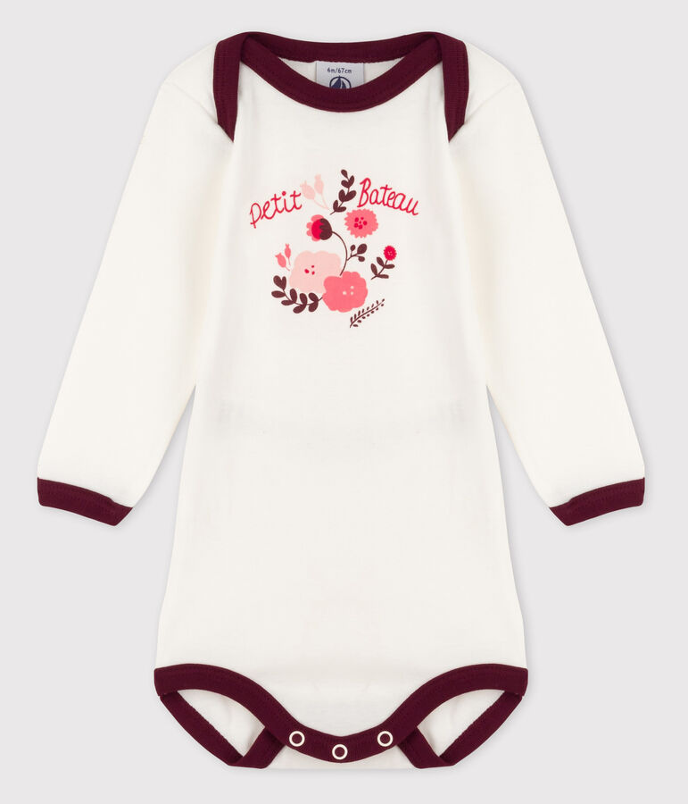 Lang&auml;rmliger Baby-Body f&uuml;r M&auml;dchen rot/weiss