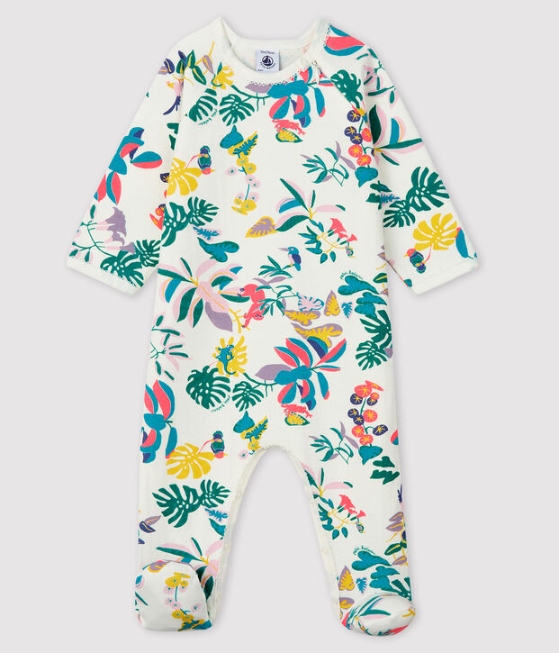 Baby-Strampler aus Doppeljersey mit Rei&szlig;verschluss-&Ouml;ffnung f&uuml;r M&auml;dchen weiss/vielfarbig
