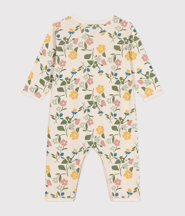 Baby-Strampler ohne F&uuml;&szlig;e mit Blumen-Printmotiv aus Baumwolle naturfarben/vielfarbig