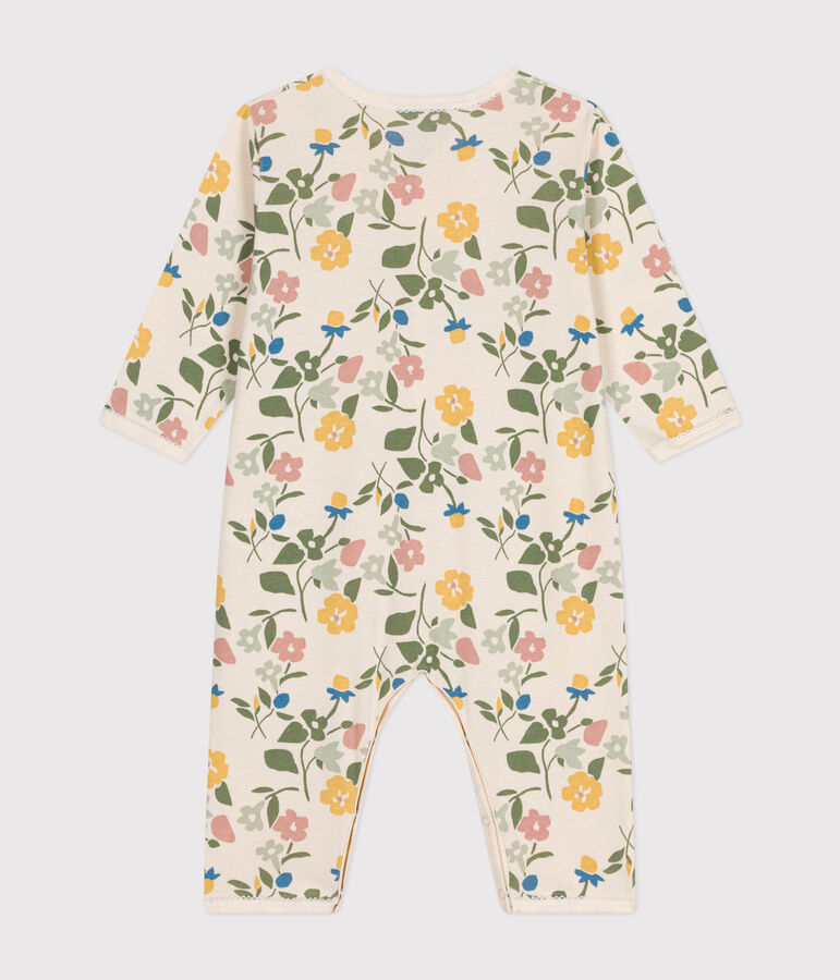 Baby-Strampler ohne F&uuml;&szlig;e mit Blumen-Printmotiv aus Baumwolle naturfarben/vielfarbig