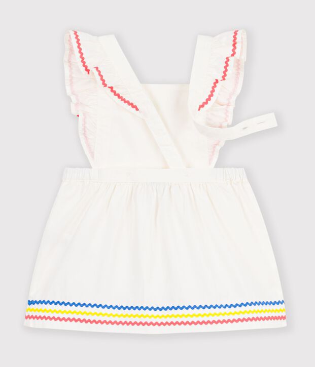 Baby-Latzkleid aus einfarbiger Baumwolle weiss