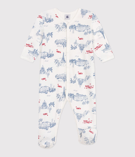 Strampler aus Baumwolle mit Paris-Motiv weiss MARSHMALLOW/weiss MULTICO