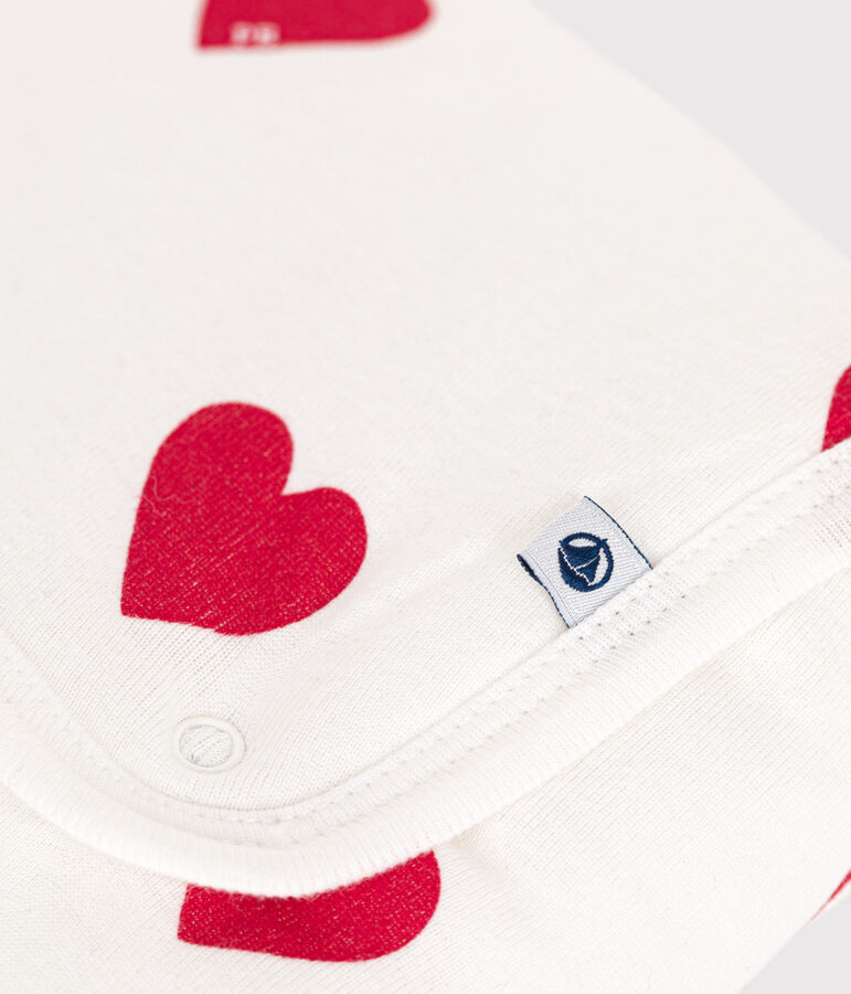 Wickelunterlage aus Baumwolle f&uuml;r Babys weiss MARSHMALLOW/rot TERKUIT