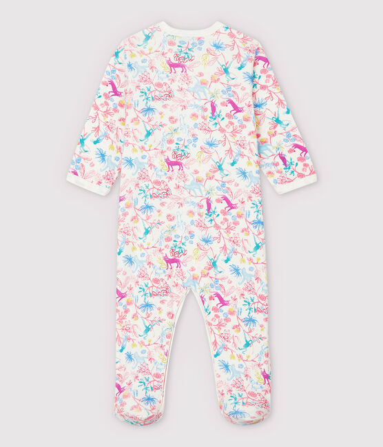 Baby-Strampler aus Baumwolle mit Dschungel-Motiv für Mädchen weiss MARSHMALLOW/weiss MULTICO