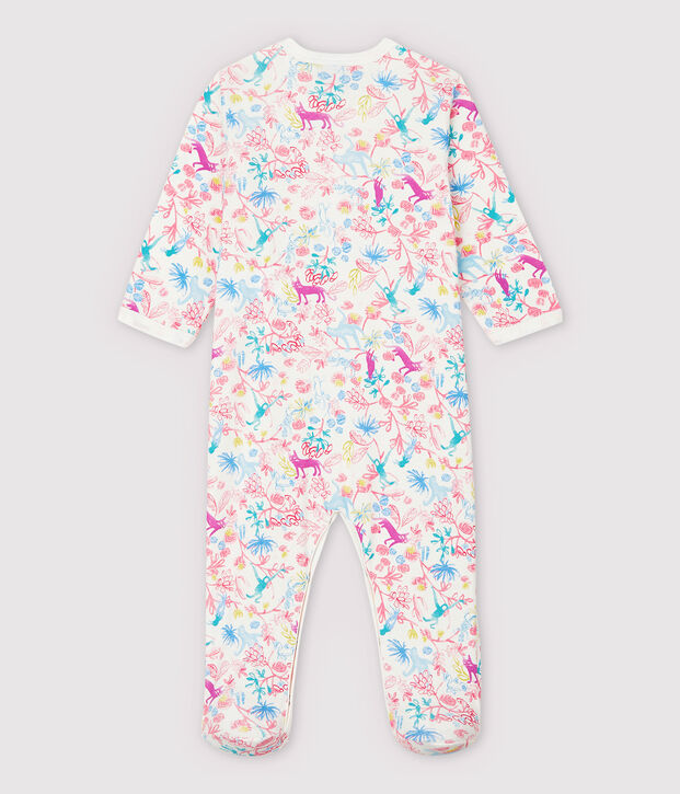 Baby-Strampler aus Baumwolle mit Dschungel-Motiv f&uuml;r M&auml;dchen weiss/vielfarbig
