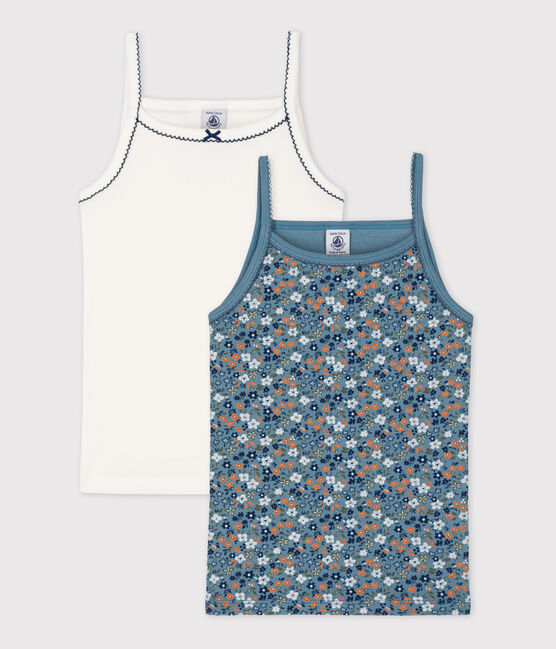 2er-Set Spaghetti-Tops aus Baumwolle mit Blumenmotiv für Mädchen variante 1