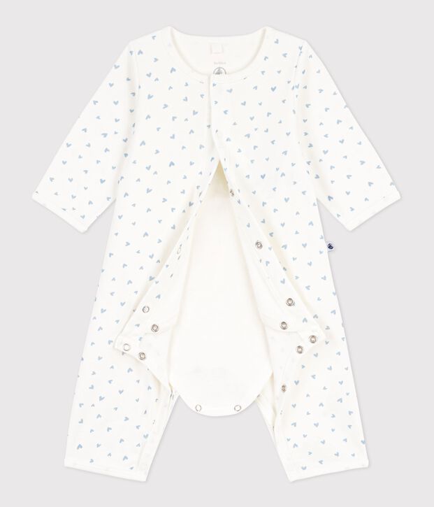 Bodyjama ohne F&uuml;&szlig;chen aus Baumwolle mit Herzmotiv blau/blau