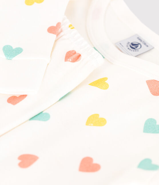Sehr taillierter Kinderpyjama aus bedruckter Baumwolle weiss MARSHMALLOW/weiss MULTICO