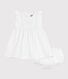 Ärmelloses Baby-Kleid aus einfarbiger Baumwolle mit Stickerei und dazu passendem Bloomer