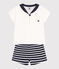 2-teiliges Baby-Set aus Baumwolle, T-Shirt mit Matrosenkragen blau SMOKING/weiss MARSHMALLOW