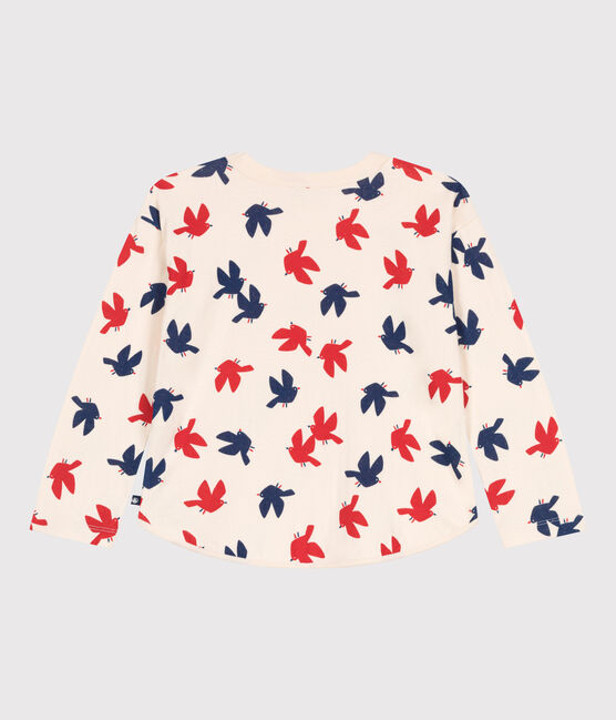 Langärmeliges Kinder-T-Shirt aus bedruckter Baumwolle weiss AVALANCHE/ MULTICO
