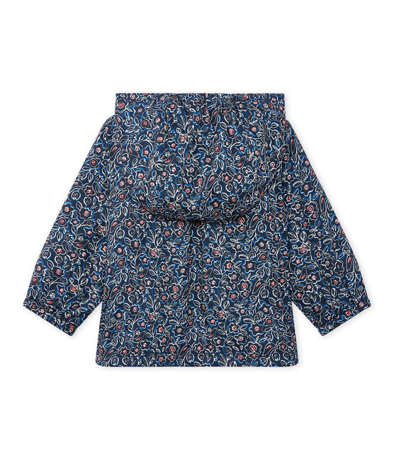 Bedruckter Baby-Mädchen-Anorak mit Kapuze blau SMOKING/weiss MULTICO