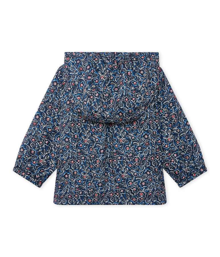 Bedruckter Baby-M&auml;dchen-Anorak mit Kapuze blau/vielfarbig