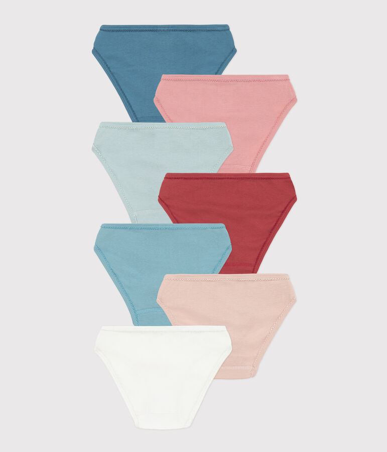 7er-Set einfarbige Slips aus Baumwolle f&uuml;r M&auml;dchen vielfarbig