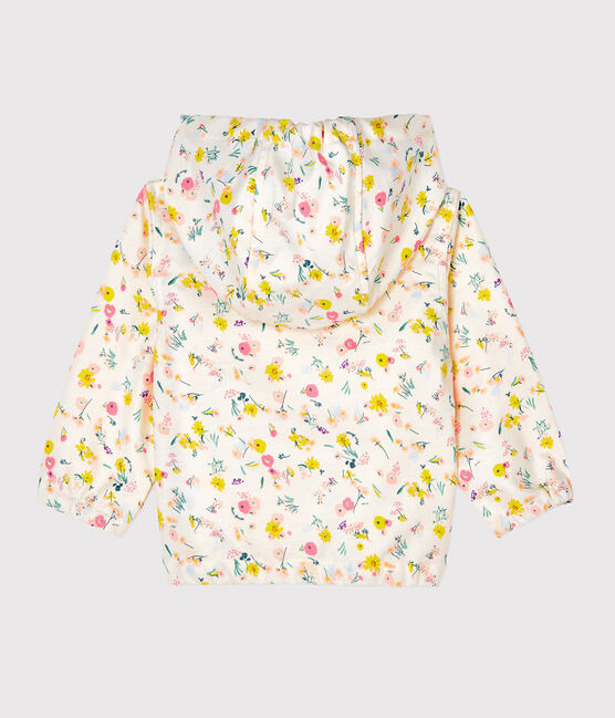 Gemusterte Baby-Windjacke Unisex weiss MARSHMALLOW/rosa ROSE/ MULTICO