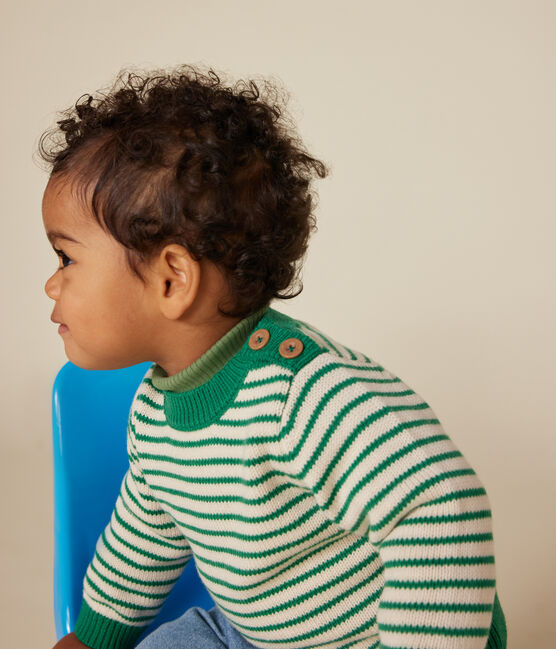 Baby-Pullover aus Woll- und Baumwollstrick grün JARDIN/ AVALANCHE