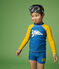 Kinder-T-Shirt mit UV-Schutz aus recycelten Materialien für Jungen blau MYKONOS/gelb TEHONI