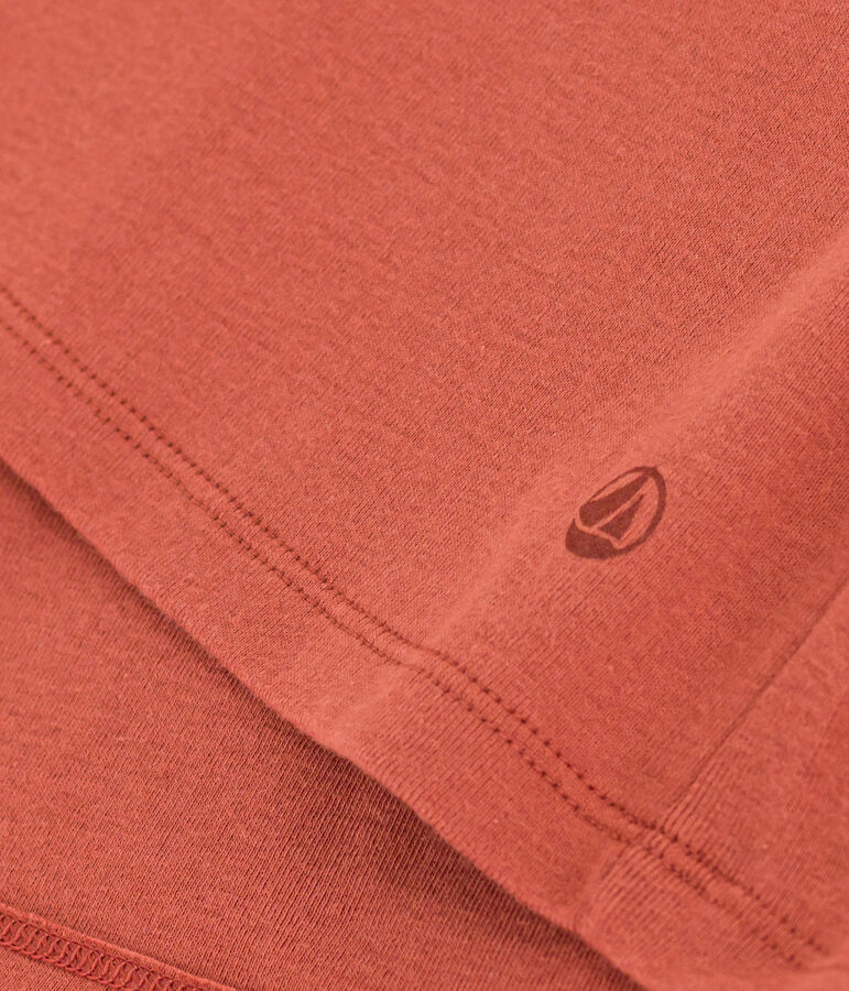 Damen-T-Shirt L'Iconique mit V-Ausschnitt aus Baumwolle, unifarben braun FAMEUX