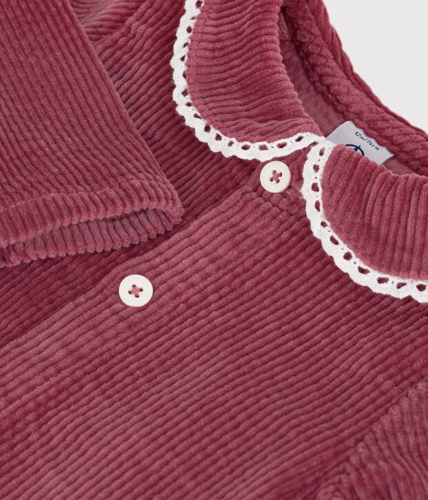Lang&auml;rmelige Baby-Bluse aus einfarbigem Feincord rosa