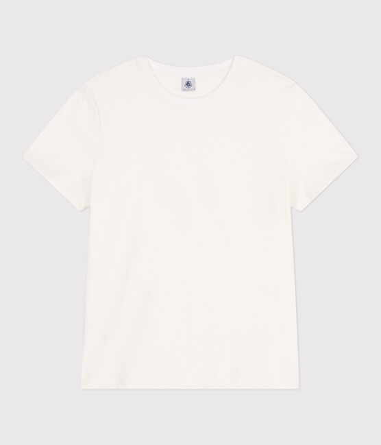 Damen T-Shirt Le Droit aus einfarbiger Baumwolle weiss MARSHMALLOW